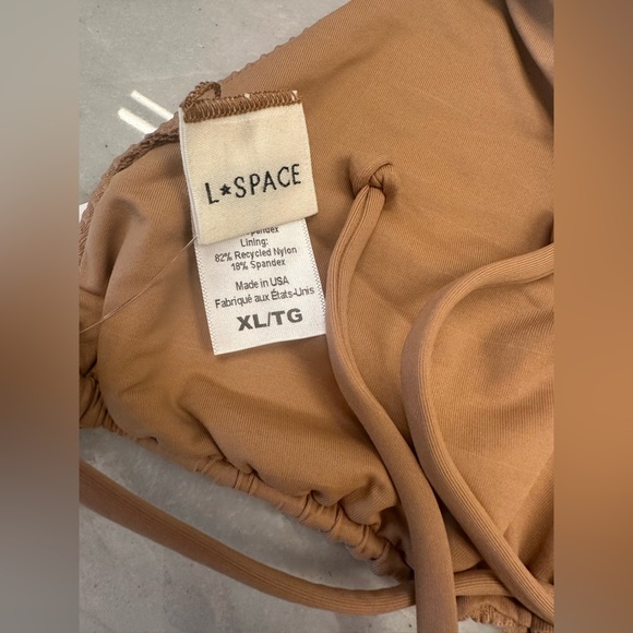NWT! L*Space Brittany Ribbed Bikini Top in camel. XL. $88 - Picture 4 of 5